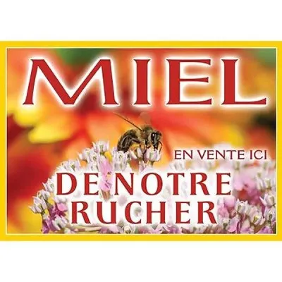 Panneau vente miel modèle Abeille / Fleurs Blanches