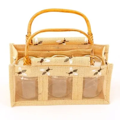 Panier toile de jute 3 x 250 gr abeilles
