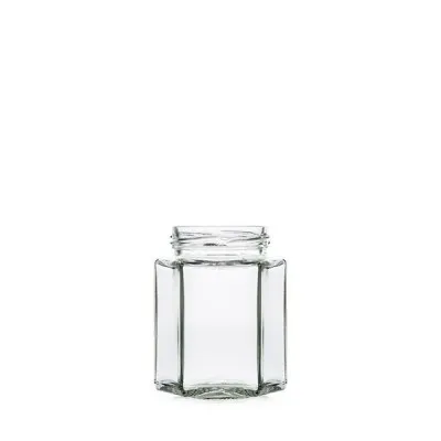 Pot verre hexagonal TO 58 250gr / 195ml