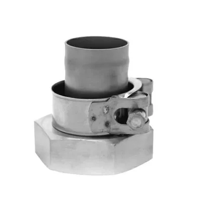Raccord droit inox Ø1,5" avec écrou hexagonal et collier. Pour doseuse Dana api MATIC Swienty