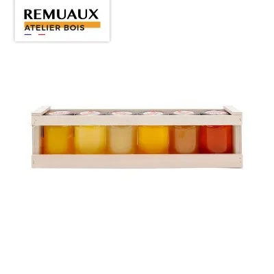 Coffret bois 6 pots 125 grammes