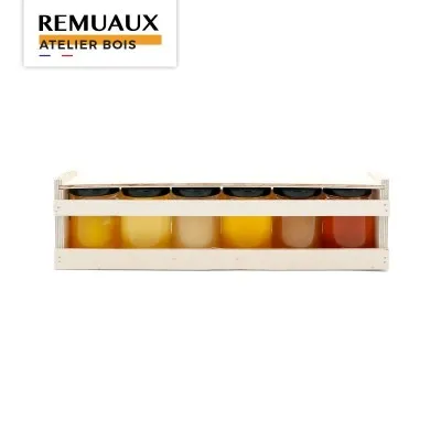 Coffret bois fermé 6 pots 125 grammes