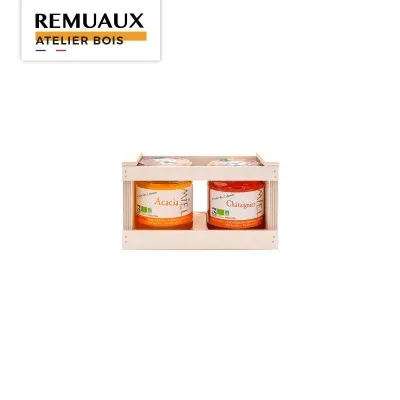 Coffret bois 2 pots 250 grammes