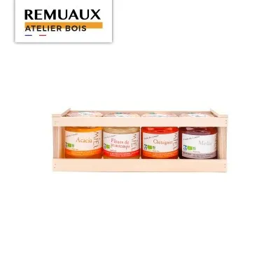 Coffret bois 4 pots 250 grammes