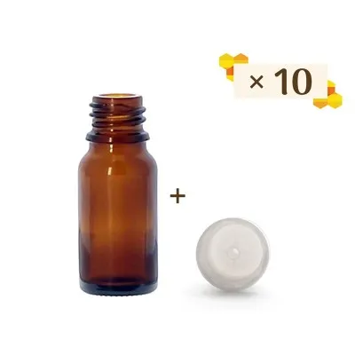Lot de 10 flacons propolis 10 ml avec bouchons compte goutte