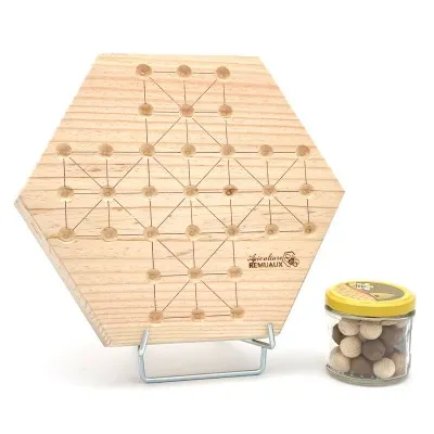 Jeu en bois réversible - plateau ours & abeilles - fabriqué par l'atelier bois Apiculture Remuaux