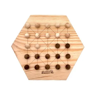 Jeu en bois réversible - plateau alquerque - fabriqué par l'atelier bois Apiculture Remuaux