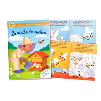 La visite du rucher : histoire à colorier - La ruche des abeilles
