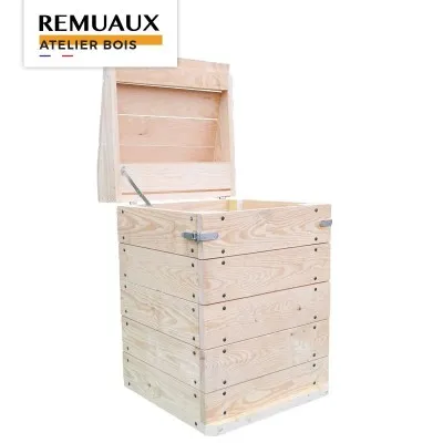 Composteur 300L avec coffre fabriqué par l'atelier de menuiserie Apiculture Remuaux dans le Tarn