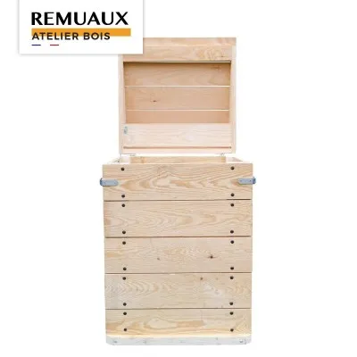Composteur 300L avec coffre fabriqué par l'atelier de menuiserie Apiculture Remuaux dans le Tarn
