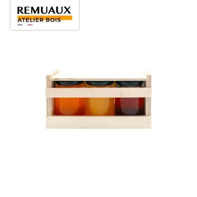 Coffret bois fermé 3 pots 125 grammes