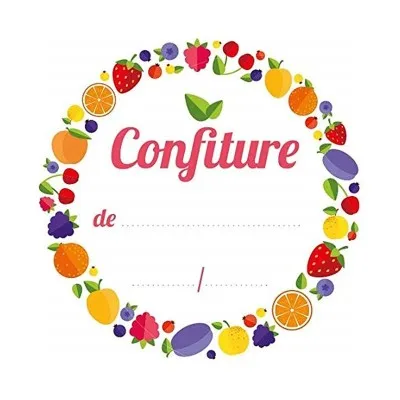 Étiquette confiture «fruits colorés» pré-imprimée