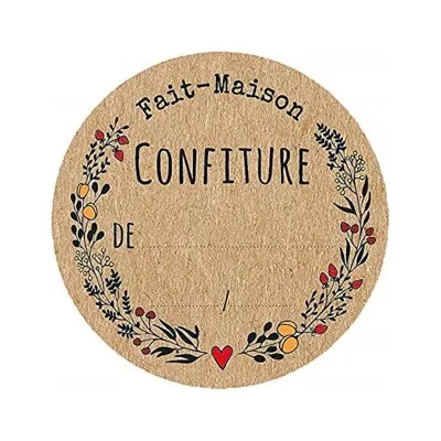 Étiquette confiture «fait maison» pré-imprimée kraft