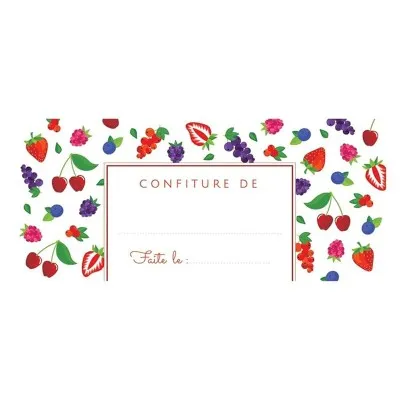 Étiquette confiture «fruits rouges» pré-imprimée
