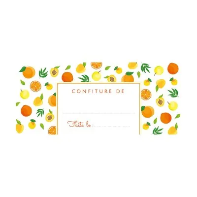 Étiquette confiture «fruits jaunes» pré-imprimée