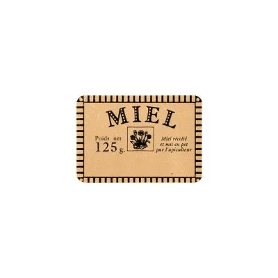 Étiquettes adhésives modèle Rustique pour pot de de miel 125g