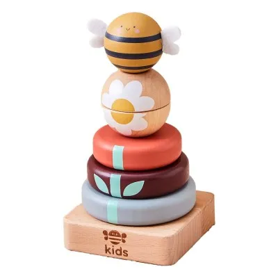 Jeu d'éveil abeille en bois - Pyramide à empiler