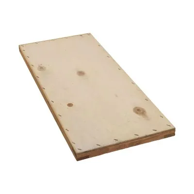 Structure agrafée entre plateau contreplaqué et encadrement bois.