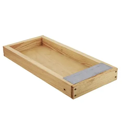Nourrisseur couvre-cadres bois paraffiné avec plaque métal – format 230x500x50 mm, fabrication européenne.