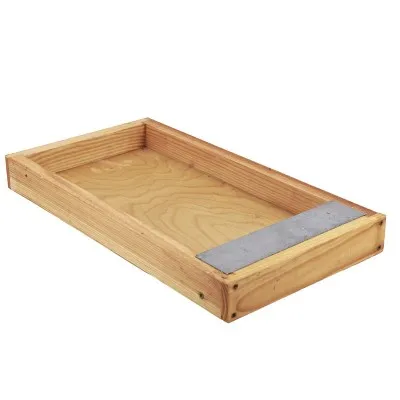 Nourrisseur couvre-cadres en bois paraffiné avec plaque métal – format 267x505x50 mm, fabrication européenne.