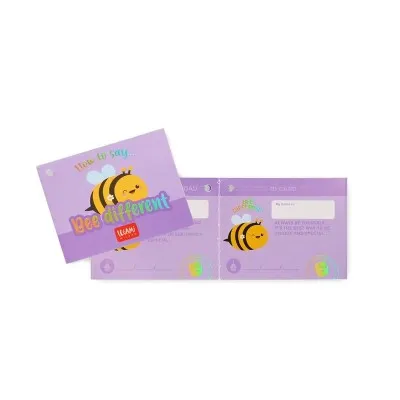 Carte d’identité peluche Legami abeille – message positif Bee Different à personnaliser pour un cadeau tendre