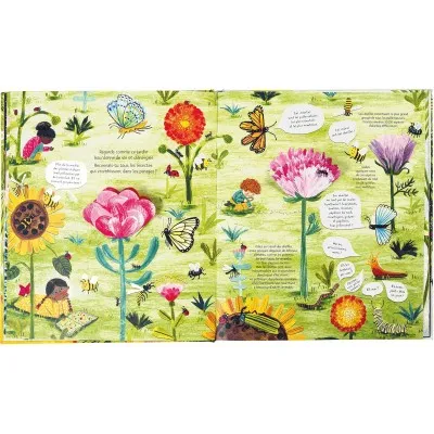 Extrait du livre Le grand secret des fleurs – volets et pop-up sur la magie de la pollinisation et des fleurs
