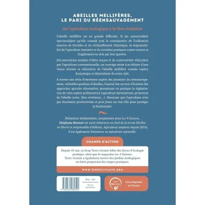 Quatrième de couverture du livre Abeilles mellifères, le pari du réensauvagement – Éditions Terre Vivante