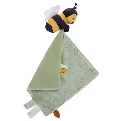 Doudou abeille vert en coton bio - collection Promenade Bucolique de Combelle
