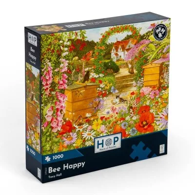 Boîte du puzzle House of Puzzles Bee Happy – 1000 pièces illustré par Tracy Hall
