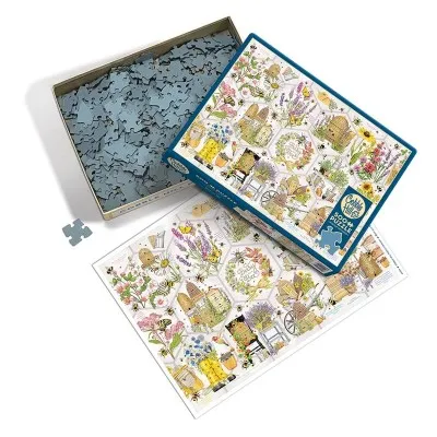 Boîte ouverte du puzzle Busy as a Bee – 500 pièces Cobble Hill et poster inclus