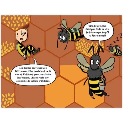 Extrait de "En route chez les abeilles": Les abeilles expliquent comment elles construisent leur ruche et fabriquent la cire.