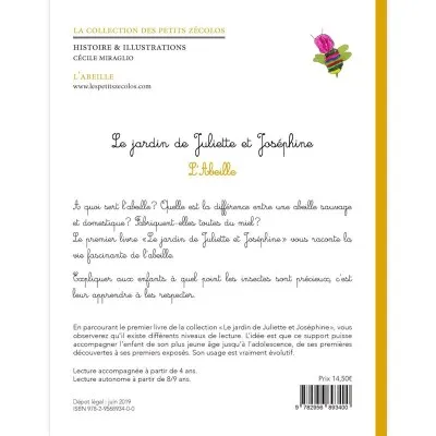 Livre "L'Abeille - Le jardin de Juliette et Joséphine" : un documentaire illustré pour découvrir la vie des abeilles.
