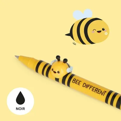 Stylo abeille à encre noire Legami - modèle "Bee Different" avec décoration 3D d’abeille souriante et pointe fine 0,5 mm.