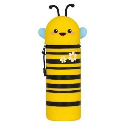 Trousse abeille kawaii Legami - trousse 2-en-1 convertible en pot à crayons, en silicone doux.