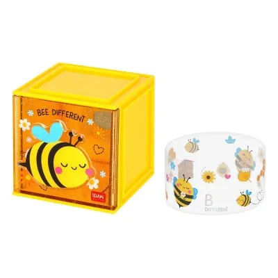 Cube de rangement abeille Legami avec tiroir et planche d'autocollants décoratifs incluse.