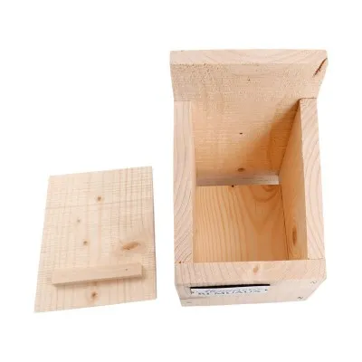 Gîte à chauve-souris ouvert vu du dessus, en bois naturel non traité, fabrication française Gîte à chauve-souris ouvert vu du dessus, en bois naturel non traité, fabrication française