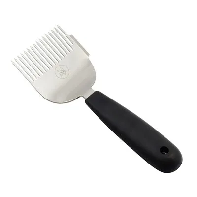 Herse à désoperculer Swienty Premium en inox avec manche ergonomique en silicone alimentaire, outil de miellerie professionnel