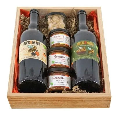 Coffret bières au miel & nonnettes bio - Cadeau gourmand artisanal - Coffrets