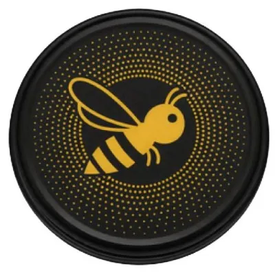 Capsule Twist-Off abeille soleil Ø82 fond noir mat pour pot de miel