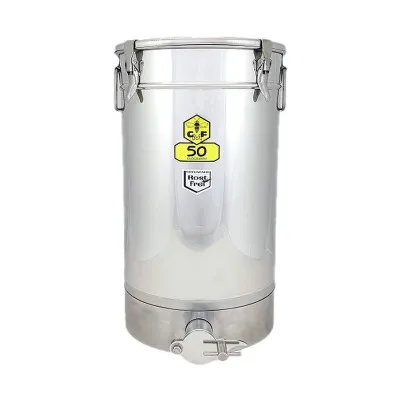 Maturateur inox 50 kg étanche Fritz avec couvercle à 4 crochets et robinet bas 1½ pouce