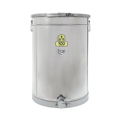 Maturateur inox 100 kg étanche Fritz avec couvercle à cerclage et robinet bas 1½ pouce