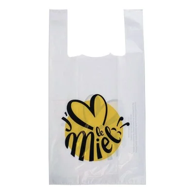 Sac plastique à bretelles motif abeille pour vente de miel