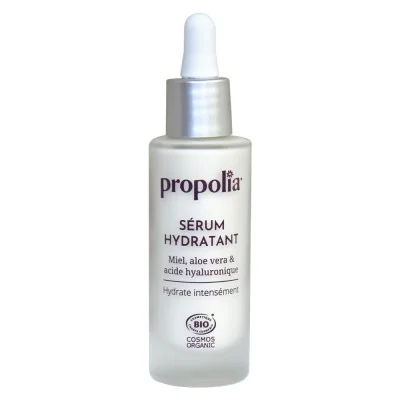 Flacon pipette sérum hydratant certifié BIO - Miel, aloe vera & acide hyaluronique - Propolia