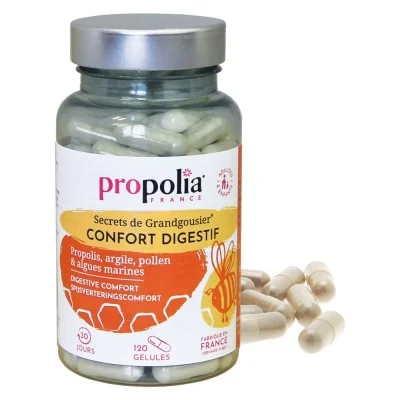 Confort Digestif Propolis, Argile, Pollen et Algues marines – 120 gélules - Propolia
