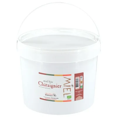 Seau 5 kg miel châtaignier BIO – miel corsé et boisé origine Tarn