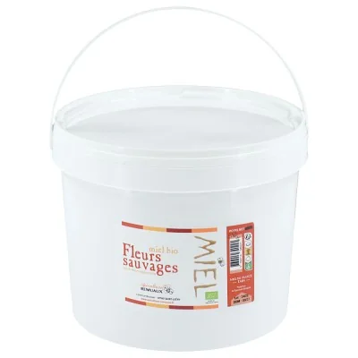 Seau 5 kg miel fleurs sauvages BIO - miel de terroir aux arômes soutenus