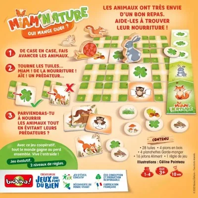 Présentation des règles de Miam’Nature – Qui mange quoi ?, jeu éducatif sur les animaux, leur nourriture et leurs prédateurs Présentation des règles de Miam’Nature – Qui mange quoi ?, jeu éducatif sur les animaux, leur nourriture et leurs prédateurs