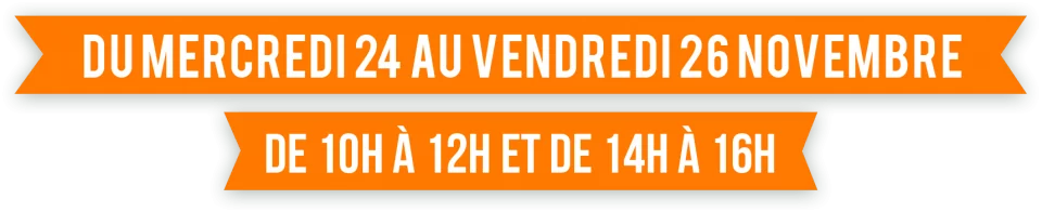 Du mercredi 24 au vendredi 26 novembre 2021 - de 10h à 12h et de 14h à 16h